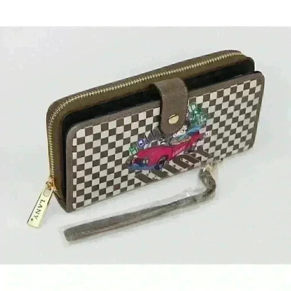 NEW! Betty Boop Women's Lany Vegan Wristlet Wallet - Picture 5 of 6